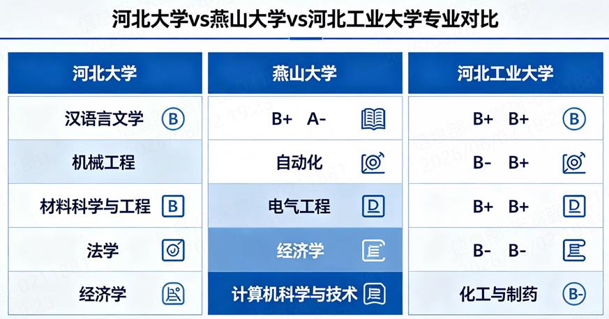 河北大学 vs 燕山大学 vs 河北工业大学专业对比及就业指南